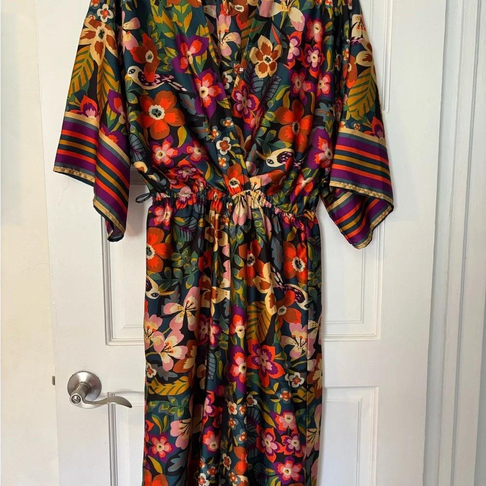 Vici Silky Elegant Multicolor Floral Print Pantsuit chic - Picture 2 of 14